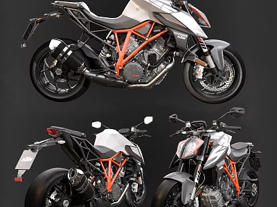 Sleek Modern Motorcycle Featuring Orange Accents And Multiple Angles Stylish Design 3d model