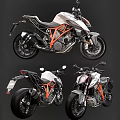 Sleek Modern Motorcycle Featuring Orange Accents And Multiple Angles Stylish Design