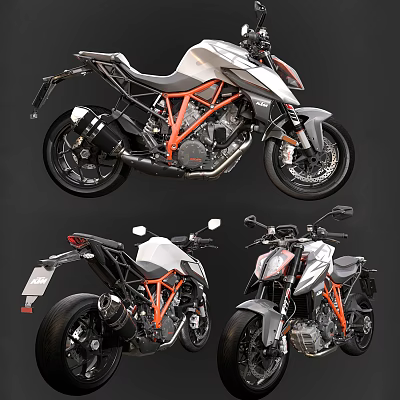 Sleek Modern Motorcycle Featuring Orange Accents And Multiple Angles Stylish Design 3d model