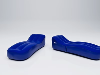 Modern Single Sofa With Blue Curved Design And Comfortable Seating Style 3d model