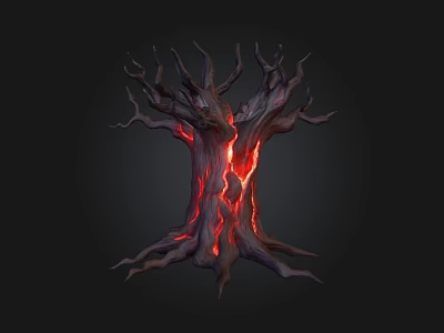 Mystical Arbor With Glowing Red Texture And Twisted Branches On Dark Background 3d model