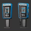 Blue Public Phone Booths With Retro Design And Metal Base For Communication
