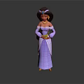 Detailed Disney Jasmine Princess 3D Model With Purple Gown And Headscarf