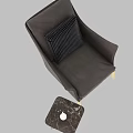 Elegant Brown Leather Accent Chair Design With Black Cushion And Marble Side Table Gold Legs