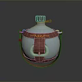 Daily Use Metallic Canteen With Leather Strap Red Cap And Decorative Pattern