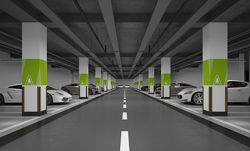 Modern Garage Underground Parking 3d model