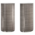 Modern Wooden Chest of Drawers Featuring Silver Metal Frame and Wood Grain Design