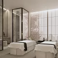 Luxurious Modern SPA Sauna Interior With Massage Beds And Serene Ambiance