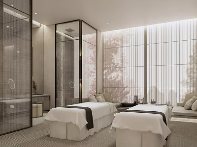 Luxurious Modern SPA Sauna Interior With Massage Beds And Serene Ambiance 3d model