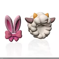 Cute Animal Hair Accessories Pink Rabbit Ear With Bow And White Sheep With Yellow Horns