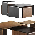 Modern Coffee Table With Light Wood Dark Wood And Black Geometric Design
