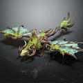 Mythical Plant Inspired Dragon Creature With Green Wings And Wooden Body
