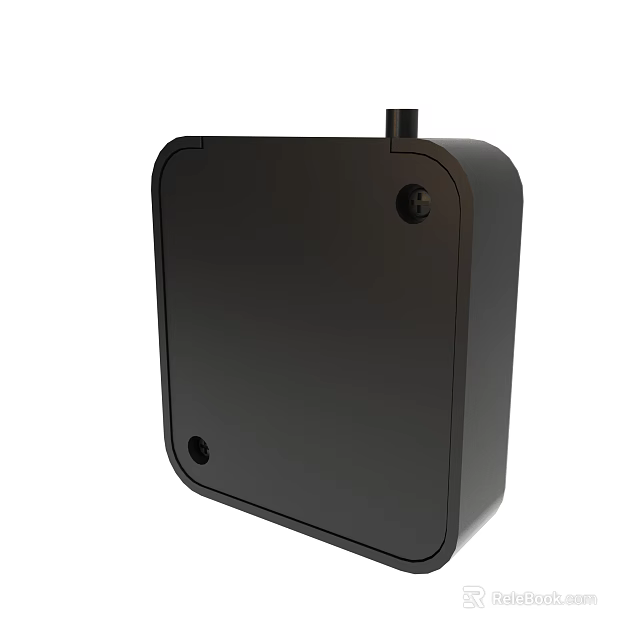 Black Square Electronic Device Enclosure With Top Connector And Side Holes 3d model 