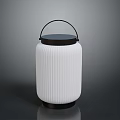 Modern White Ribbed Decorative Lantern With Black Handle And Base Design 3d model