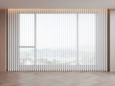 Modern Interior Room Divider With White Vertical Slats And Wooden Frame 3d model
