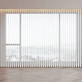 Modern Interior Room Divider With White Vertical Slats And Wooden Frame