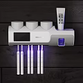 Wall Mounted Bathroom Cabinet Rack With Display Screen Storage Cups And Purple Light Electric Toothbrushes