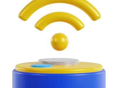 Smart Machine With Yellow Wi-Fi Signal Floating Sphere And Blue Yellow Base 3d model