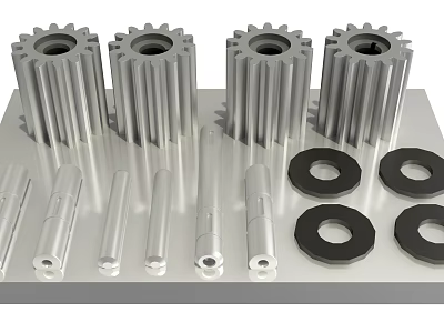 Stainless Steel Hardware Tools with Precision Gears Shafts and Washers 3d model