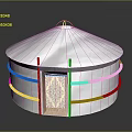Traditional Yurt Model With White Dome Decorative Door And Rope Details