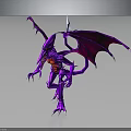 Detailed Purple Mythical Fantasy Creature With Dragon Wings Sharp Claws And Red Underbelly