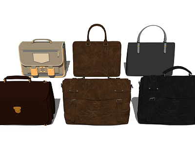 Different Colored Leather Bags With Handles And Various Classic Styles For Daily Use 3d model