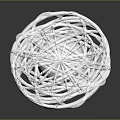 White Woven Decorative Sphere Ornament Placed on Dark Reflective Surface 3d model