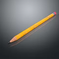 Yellow Wooden Pencil With Red Eraser Tip And Worn Texture On Gray Background