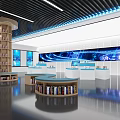 Modern Spacious Library Interior With Shelves Books Reading Tables And Chairs
