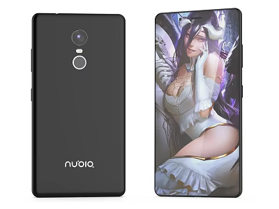 Nubia Smartphone With Black Back Camera Setup And Anime Character Phone Case Design 3d model