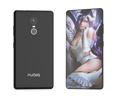 Nubia Smartphone With Black Back Camera Setup And Anime Character Phone Case Design 3d model