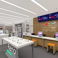 Reno Electronics Store Featuring 5G Smartphones Laptops Display Tables And Wooden Counters 3d model