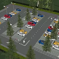 Eco Friendly Parking Lot Design With Lush Trees And Parked Cars