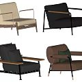Modern Leisure Chairs With Wooden Metal Frames Fabric Leather Upholstery Designs