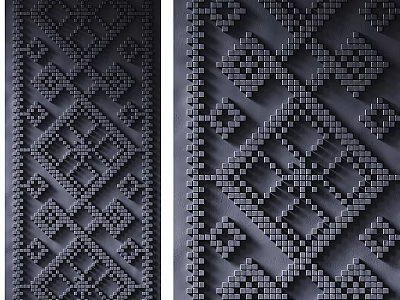 Dark Textured Wall Decor With Intricate Geometric Patterns And Symmetrical Square Designs 3d model