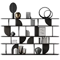 Modern Decorative Ornament Set With Minimalist Photo Frames Circular Decor And Stacked Books