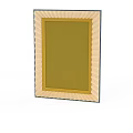 Elegant Decorative Mirror With Yellow Surface And Scalloped Frame For Home Decor