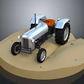 Functional Silver Tractor Model With Orange Seat Black Wheels And Headlights On Display Platform