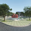 Industrial Factory Building With Modern Circular Roof Green Landscaping And Parking Lot
