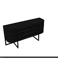 Modern Minimalist Dark Wood Console Cabinet With Storage Drawers And Metal Legs