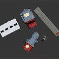 Electrical Components Collection With Circuit Breaker Socket Plug And Power Strip 3d model