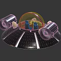 Futuristic Sci Fi Craft With Transparent Dome Dual Engines And Black Base White Stripes