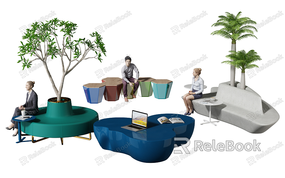 Modern public chair shopping mall shaped public rest sofa seat model