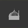 Detailed White Architectural Model With Arched Roof Decorative Spires And Chimney