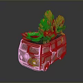 Colorful Succulent Plants In Pink Bus Shaped Planter With Green Red Leaves