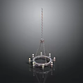 Modern Circular Chandelier With Metal Chain And Multiple Light Bulbs 3d model