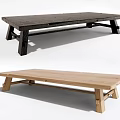 Simple Wooden Dining Tables With Light And Dark Colors Rectangular Shape And Sturdy Legs Design 3d model