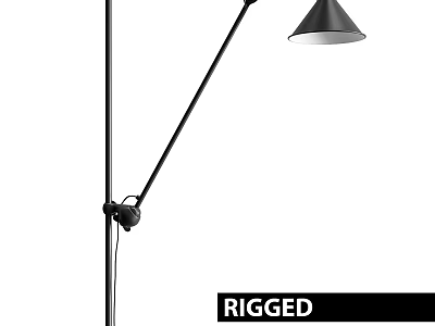 Modern Black Wall Lamp With Adjustable Arm And Conical Shade Design 3d model