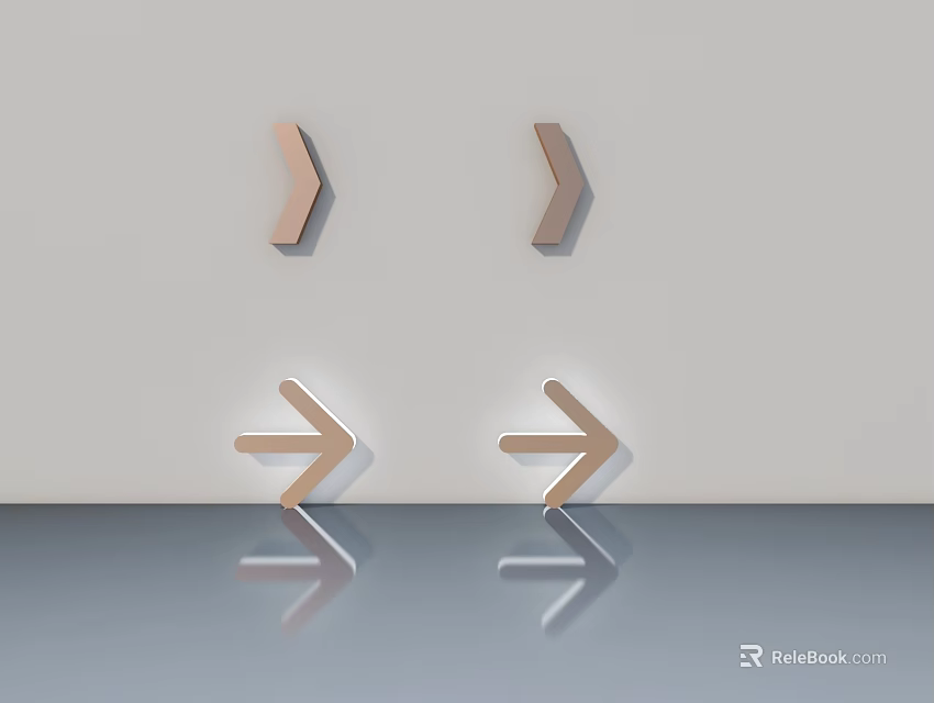Modern Swing Door With Sleek Arrow Shaped Handles And Light Background Reflection 3d model 