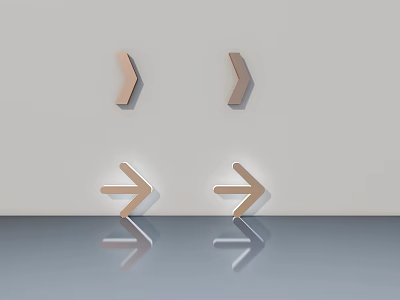 Modern Swing Door With Sleek Arrow Shaped Handles And Light Background Reflection 3d model